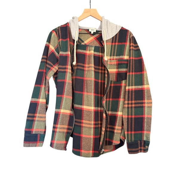 BKE| Buckle | Hooded Flannel Shirt with Gray Hood - Picture 2 of 11